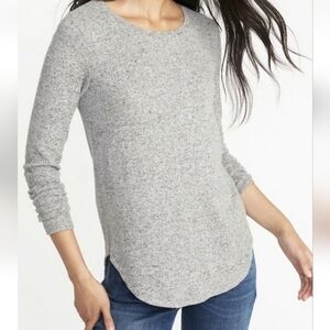 Old Navy Gray Ribbed Plush-Knit Long-Sleeve Tee Size Womens Medium